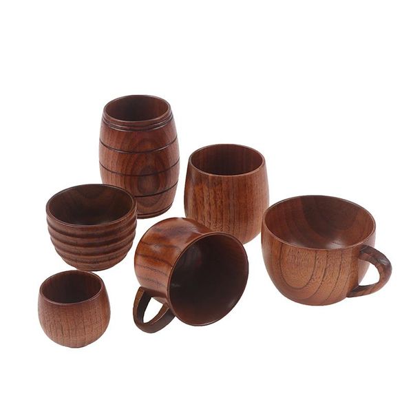

cups & saucers 1pc wood cup natural classical handcrafted beer coffee juice tea tumbler