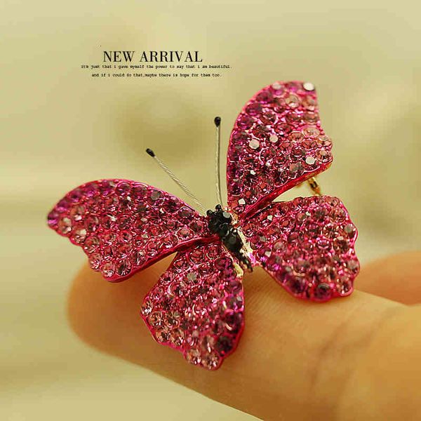 

brooch xz530 sweet rose powder zircon butterfly crystal korean female ornament coat pin, Gray