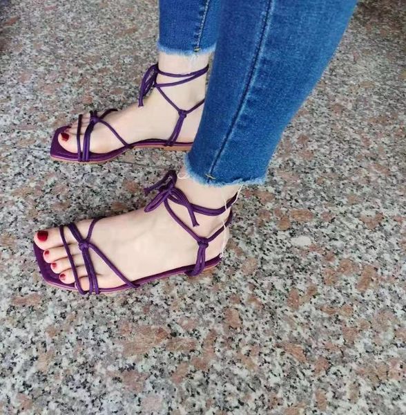 

sandals 2021 summer style square head strap flat large size beach women, Black