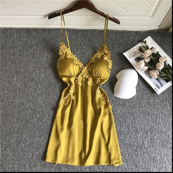 

summer satin nightgown lace intimate womens sleepwears lingerie casual suspender skirt nightie nightdress homewear, Black;red