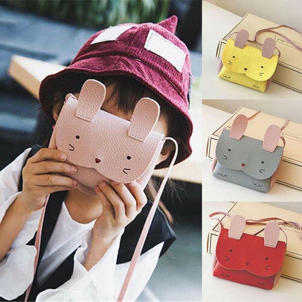 

purse baby kids girls pu leather shoulder bag messenger crossbody satchel bags cute 3d cartoon coin purses, White
