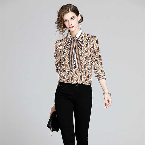 

nrj-6f-613-b1-1105 spring women vintage print shirts 210706, White