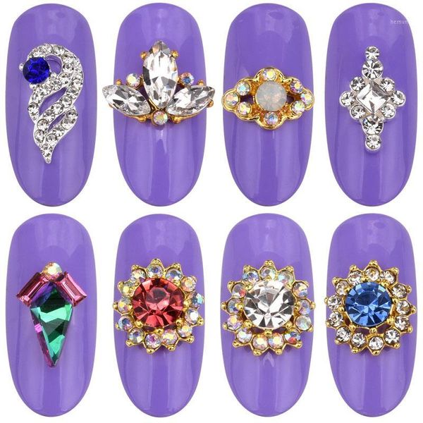 

10pcs 3d flash rhinestone glass gemstone design nail ornaments alloy gold and silver various styles art decoration supplies1, Silver;gold