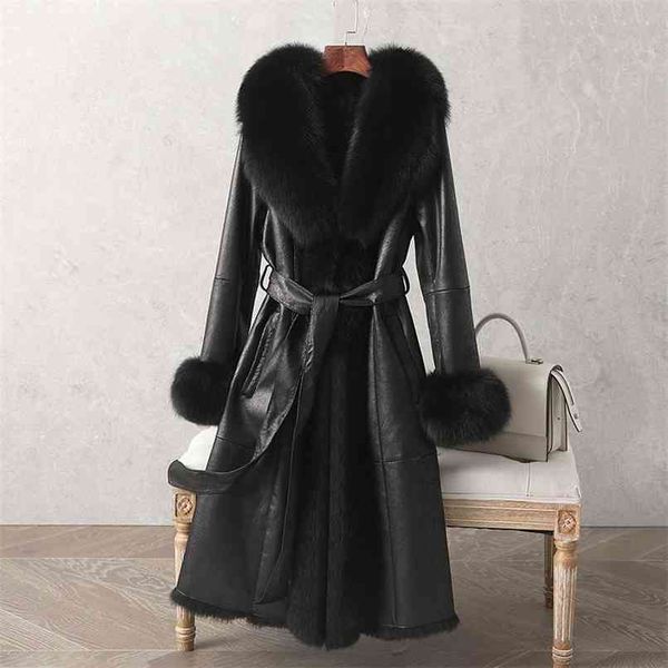 Cappotto di pelliccia lungo di lusso Cappotto di piume calde e spesse di alta qualità con cintura Immagine reale Cappotto invernale Disponibile 210910