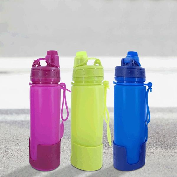 

children outdoor camping 500ml custom silicone material leak-proof water cup foldable portable flip sports bowater bottle