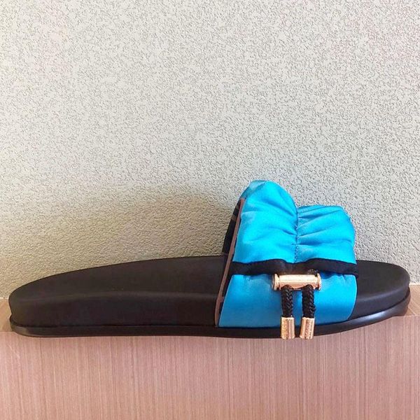 

slippers womens fashion satin flat slide slipper summer comfort platform mule sandal, Black