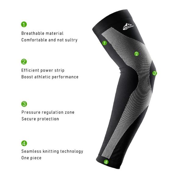 

elbow & knee pads 1pair bike arm sleeves sunscreen uv protection running warmer mtb cover cuff protective gear, Black;gray