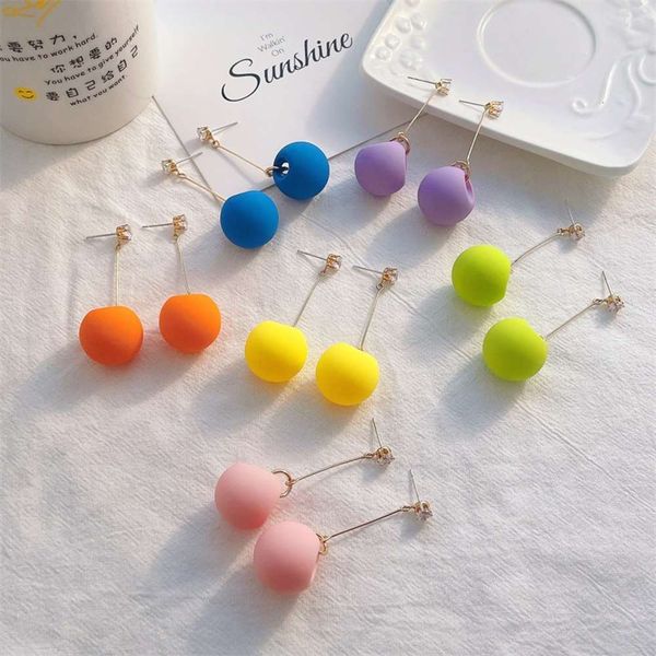 

simple color candy spherical girls lovely earrings long