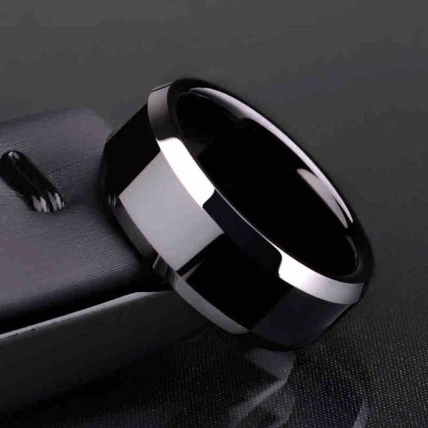 

men titanium black ring, Silver