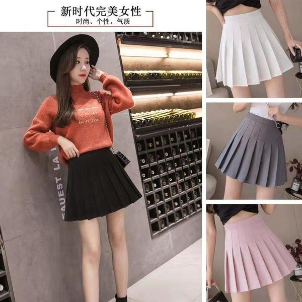

skirts fashionable black slim skirt spring and autumn college style pleated women's gray short summer versatile age reducing