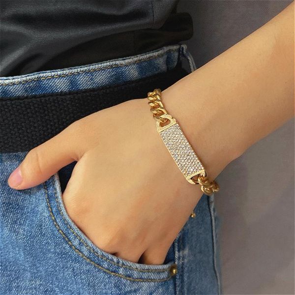 

boho gold color trendy chain bracelet for women luxury rhinestone charm bracelets femme jewelry couple gift, Golden;silver