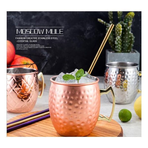 

kitchen, dining home & garden drop delivery 2021 moscow mule stainless steel beer cup rose gold sier mug hammered copper plated bar drinkwar