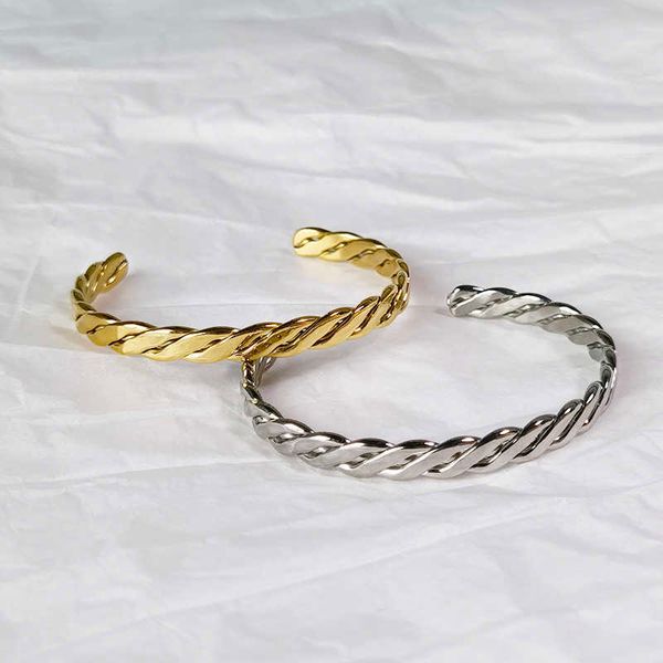 Bracelet en or 316l en acier inoxydable hommes bracelets pour hommes bijoux bracelets de manchette torsion Cuba bracelets Q0717