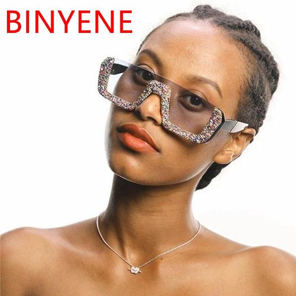 

sunglasses 2021 half rhinestone frame square ladies diamond glasses luxury designer fashion sun uv400 shades, White;black