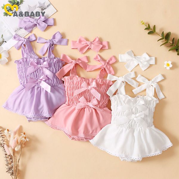 

0-18m princess born infant baby girl romper bow ruffles sleeveless jumpsuit overall summer outfits costumes 210515, Blue