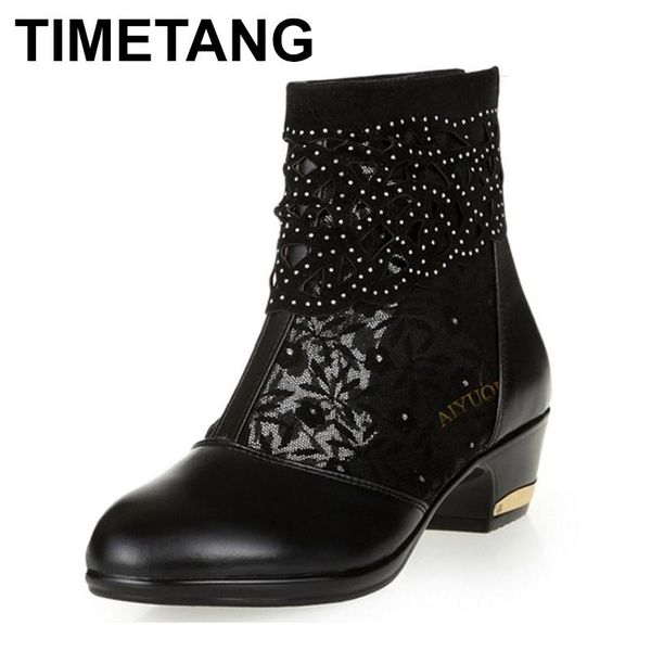 

dress shoes timetang 2021 genuine leather women's sandals, hollow mesh fish mouth sandals women, plus size 41#42#43# fashion, Black