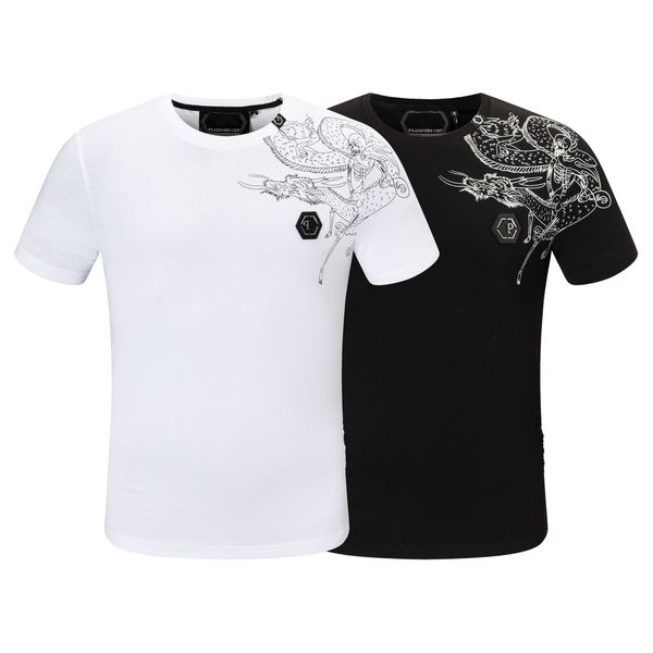 

phillip plain men designer pp skull diamond t shirt short sleeve dollar brown bear brand tee o-neck skulls tshirt tees 08, White;black