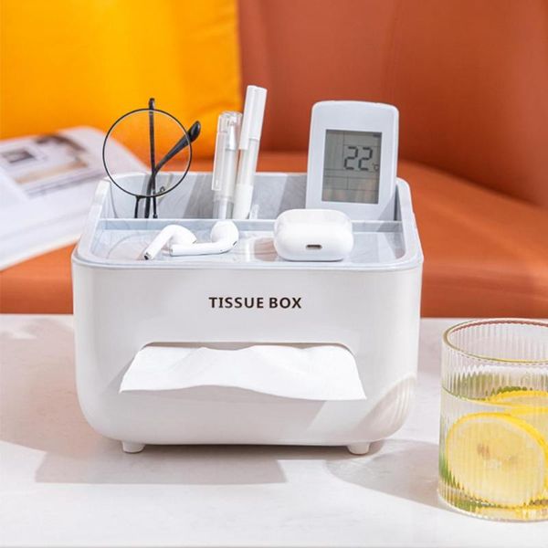 

tissue boxes & napkins napkin box wide opening durable pp plastic multi-function remote control storage for desktop