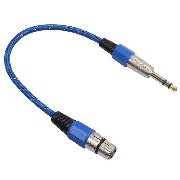 

audio cables & connectors 3pin xlr female jack to 6.35mm male plug stereo microphone cable adapter blue