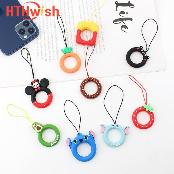 

1pcs cute cartoon phone strap silicone pendant mobile straps lanyard finger ring key accessories cell & charms
