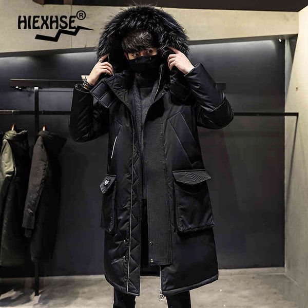 

2021 fashionable thicken et men hooded warm lengthen parka white duck down hight quality male new winter down coat, Black;white
