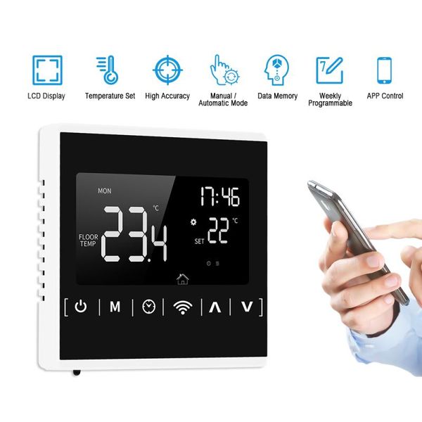 

smart home control tuya wifi thermostat lcd touch screen electric floor heating water/gas boiler temperature life controller for alexa