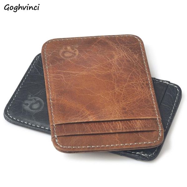 

card holders slim short leather multi-card organizer cases simple bank id cards pouch business passport storage bag fashion coin, Brown;gray
