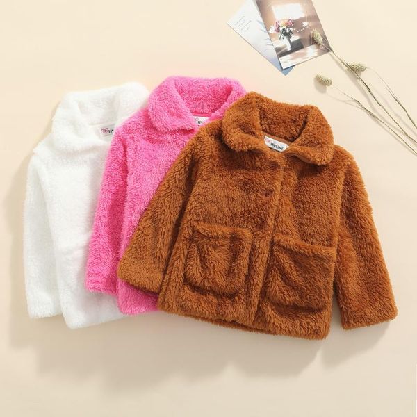 

jackets baby winter jacket solid color turn-down collar plush for kids clothes warm fashion padded coat girls outerwear, Blue;gray