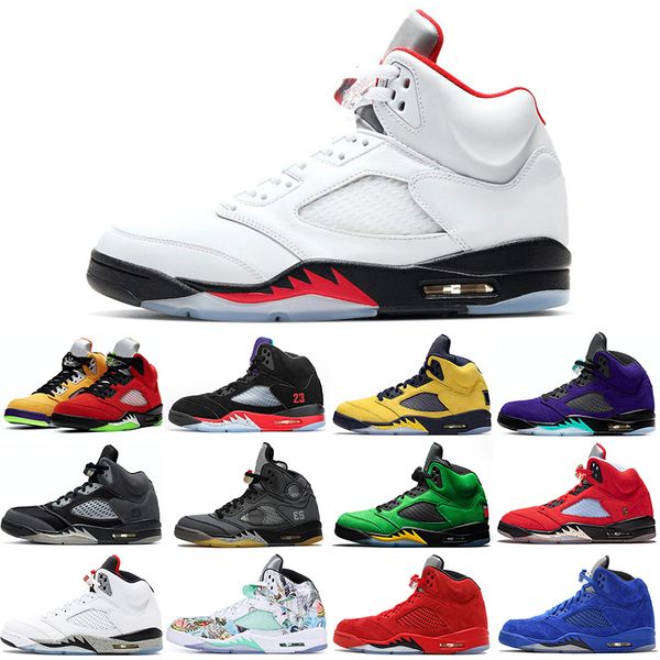 

raging bull 5s men basketball shoes 5 fire red suede space jam anthracite white cement stealth mens trainers sports sneakers
