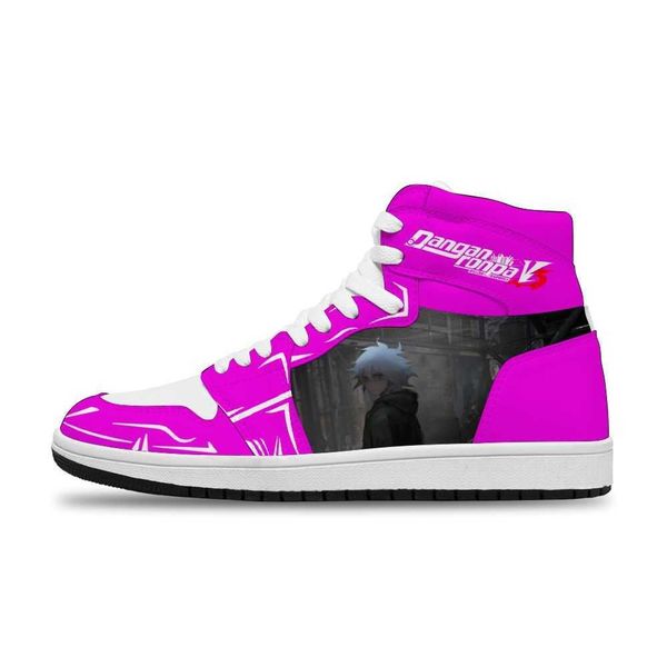 

2021 japanese anime danganronpa diy breathable sports non-slip basketball shoes for boys fashion sneakers79po