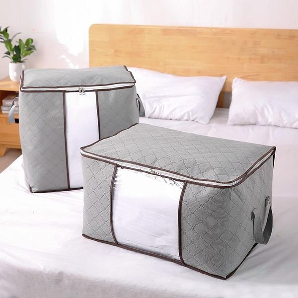 

storage bags organize moisture-proof dustproof non-woven quilt large capacity mobile clothes bed bottom visible bag