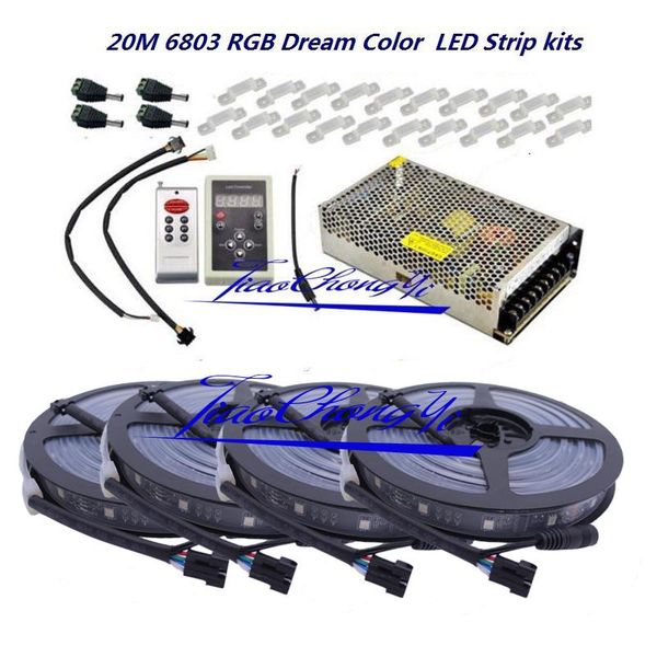 

dream color 6803 led strip black pcb +ic rf remote controll +power adapter strips