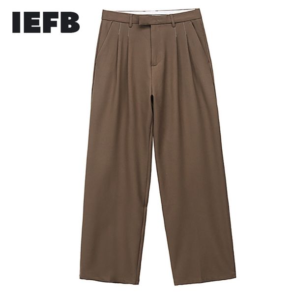 

iefb men's wear autumn casual pants men's fashion all-match straight loose wide leg pants vintage loose 9y1937 211112, Black