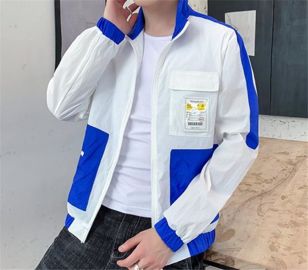 

Summer Lapel Neck Sunscreen Panelled Mens Jackets Long Sleeve Thin Teenager Mens Outerwear Male Clothing, Yellow