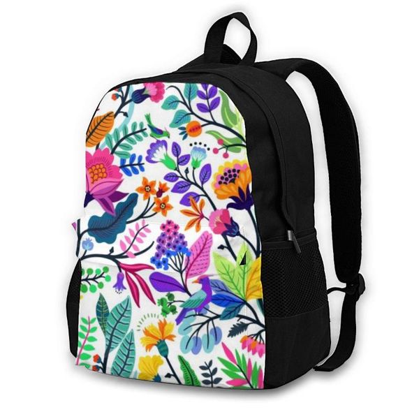 

backpack 2021 women shoulder bag fashion school for teenage girl backpacksfloral bright flowers and tropic leaves travel