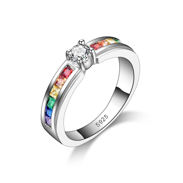 

wedding rings qwc trendy luxury titanium steel rainbow color finger colorful for women girls engagement jewelry 2021 arrival, Slivery;golden