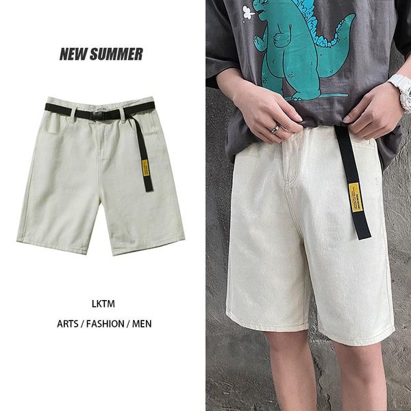 

shorts jeans retro men's wash old white black green short summer casual loose men