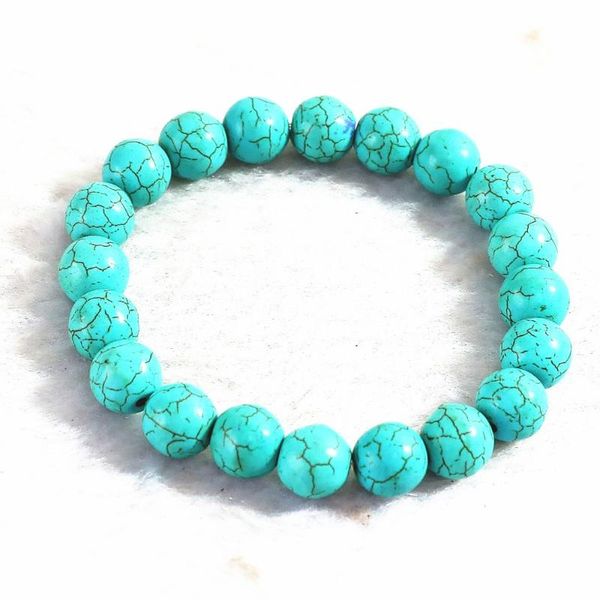 

ly blue calaite turquoises tone 4mm 6mm 8mm 10mm 12mm round beads diy jewelry bracelets making 7.5" b318 link, chain, Black