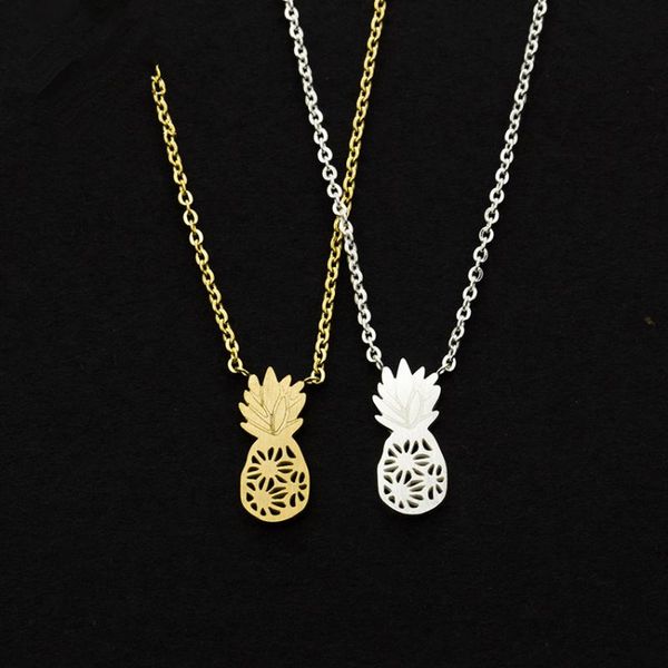 

attract gold color origami pineapple necklace plant jewelry small pendant link chain colar women accessories necklaces, Silver