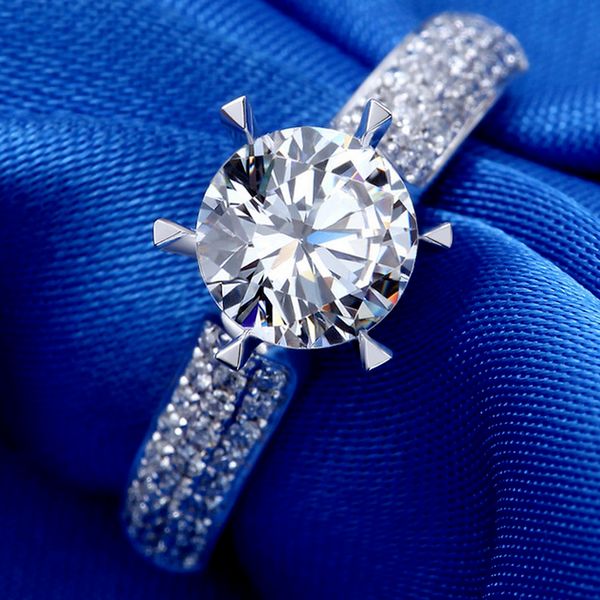 

white imitation diamond ring 1 ct jewelry wedding ring for women, Silver