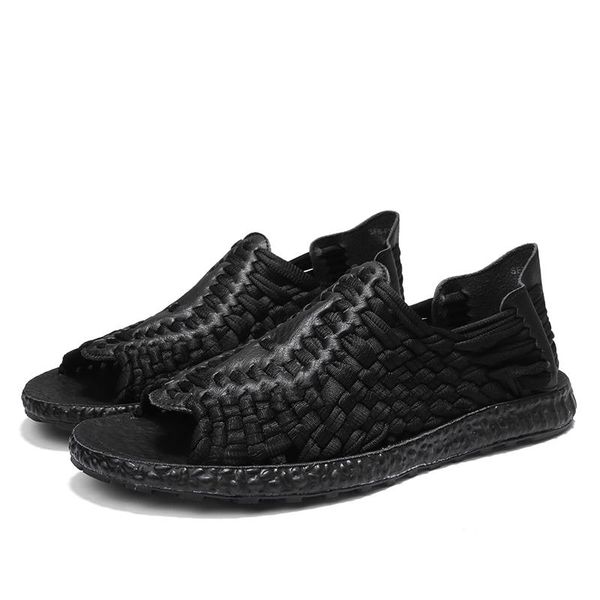 

sandals transpirables sport fashion light male flops breathable work sneakers hombre couple wear breathabl slip, Black