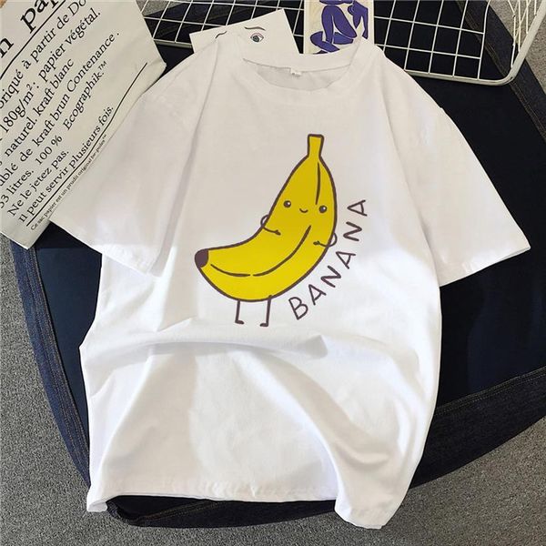 

cute banana printed short sleeve womens summer clothing tee female, White