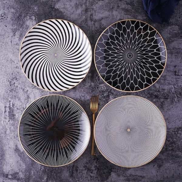 

dishes & plates nordic 8 or 10 inch main course geometry tableware dinner dish porcelain dessert dinnerware set cake ceramica salver