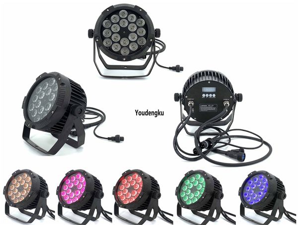 4 Stück IP65 RGBWA UV 6in1 LED Slim Par Light 18x18W 6 in 1 Flat Par Outdoor LED Par 64 DMX Licht