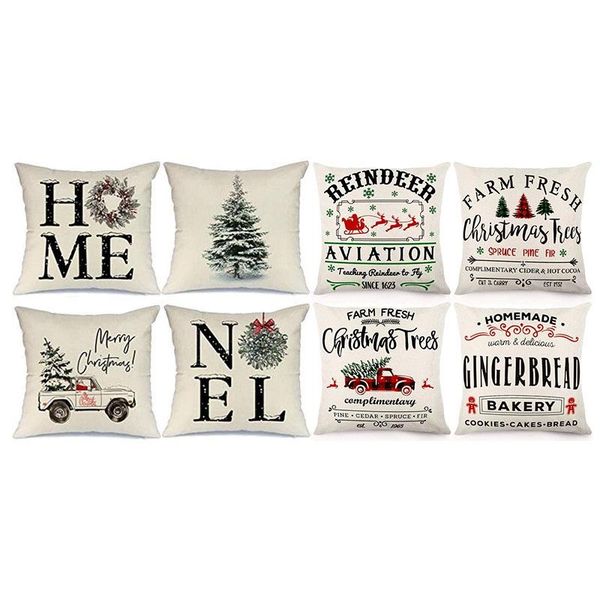 

pillow case 8 pcs christmas throw covers decorations winter holiday decorative pillowcase farmhouse cushion