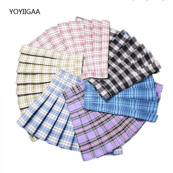 

new summer women pleated skirt high waist a-line female plaid skirts fashion casual ladies mini skirts slim womens skirt, Black