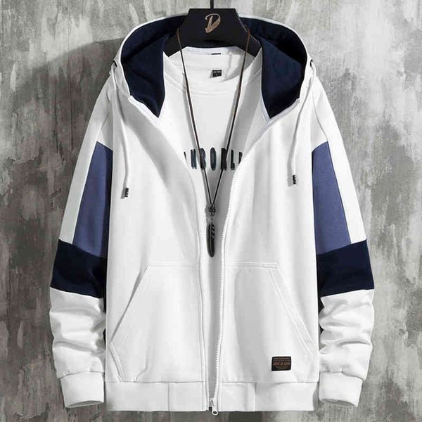 

hoodies 2021 spring fashion patchwork zip hoodie men streetwear harajuku hooded sweatshirt male cotton hoody, Black