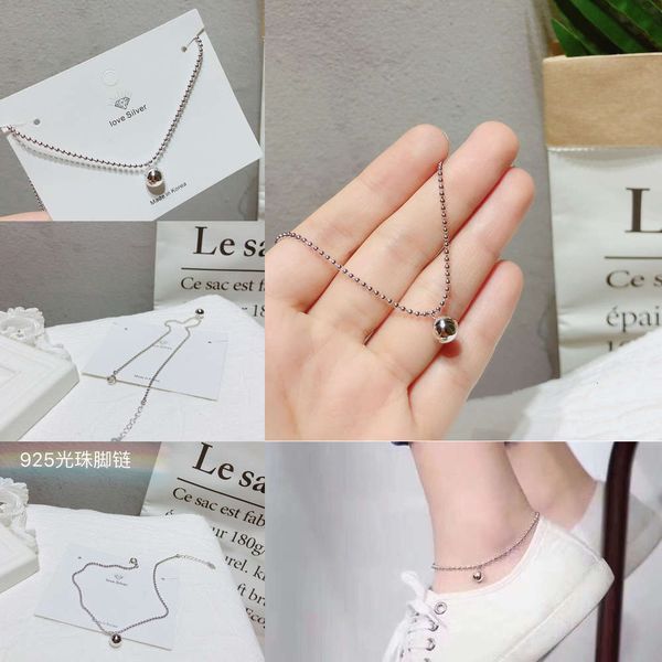 

accsori pure s925 sier pearl sier bell anklet korean jewelry, Red;blue