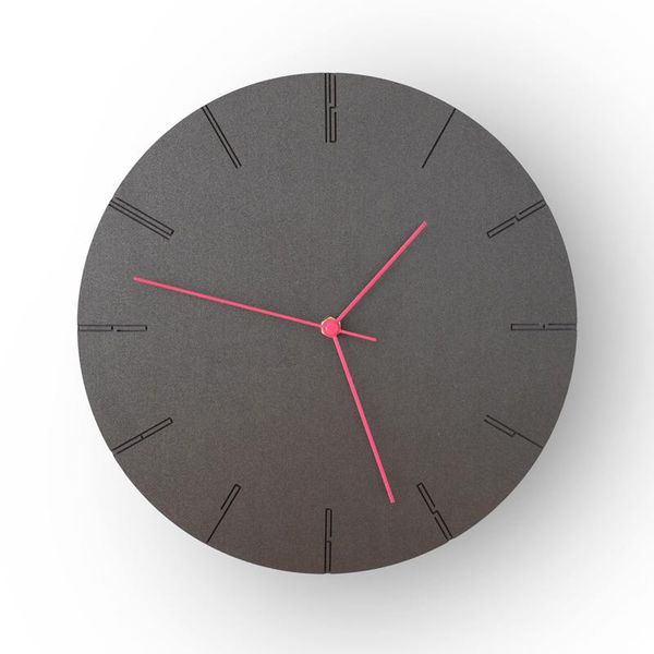 

wall clocks simple modern grey round wooden clock 11 inch non-ticking one battery powered