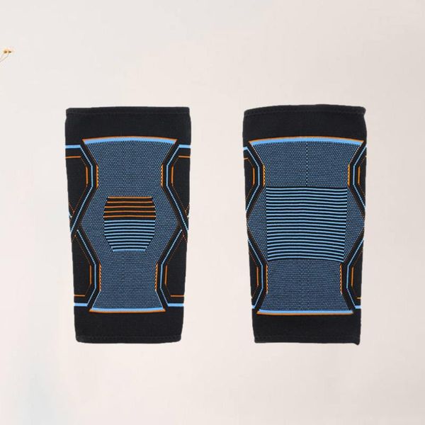 

pair nylon sports knee cover elastic kneecap protective pad sleeve for climbing hiking riding (blue and orange, size elbow & pads, Black;gray